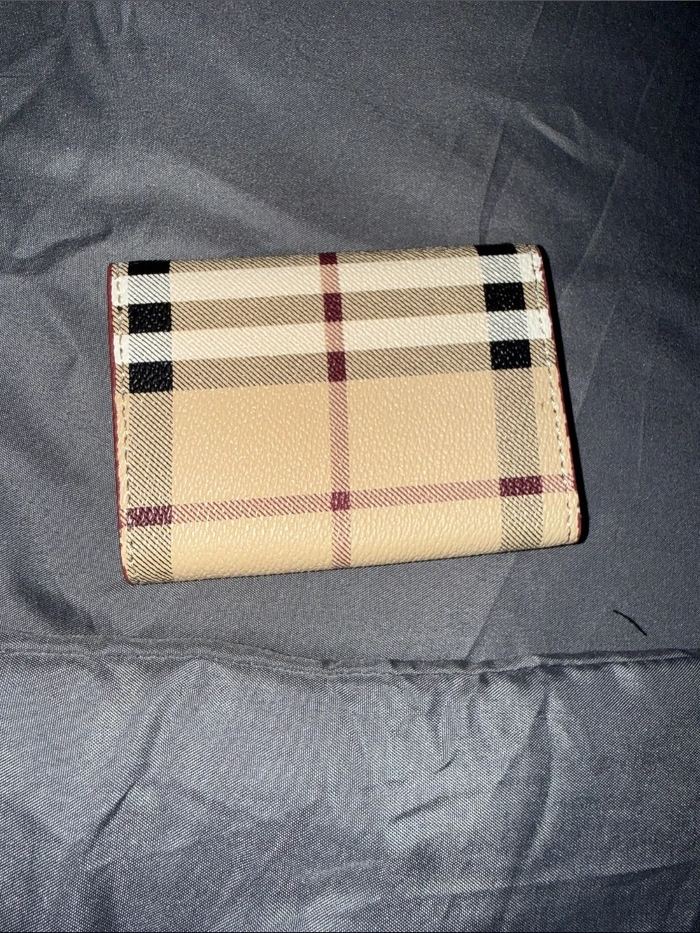 Plaid Envelope Card Wallet in Beige and Black